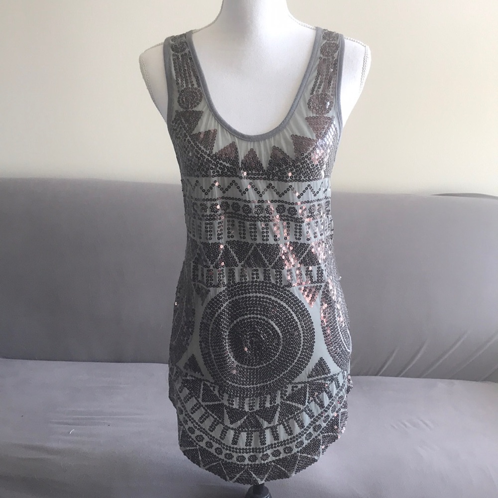 Aztec Patterned Sequin Tank Minidress